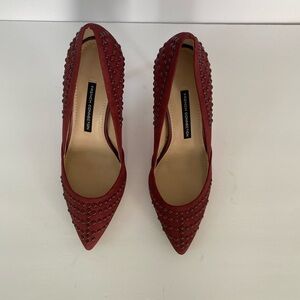 French Connection Women’s Burgundy high heel pumps size 9.5 NIB faux dots